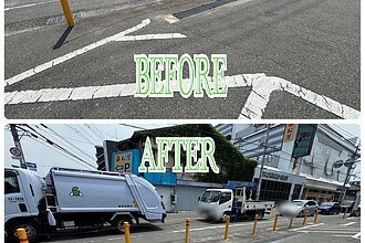 某回転寿司チェーン店舗神松寺店のポール舗装工事